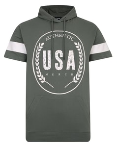 Bigdude USA Print Kurzarm-Kapuzenpullover Salbeigrün